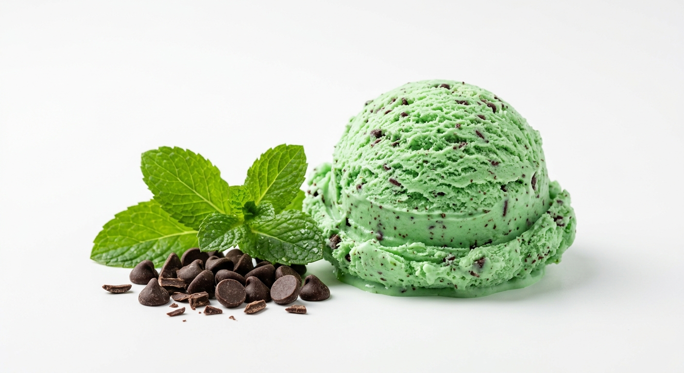 Minty Mint Chip ice cream scoop