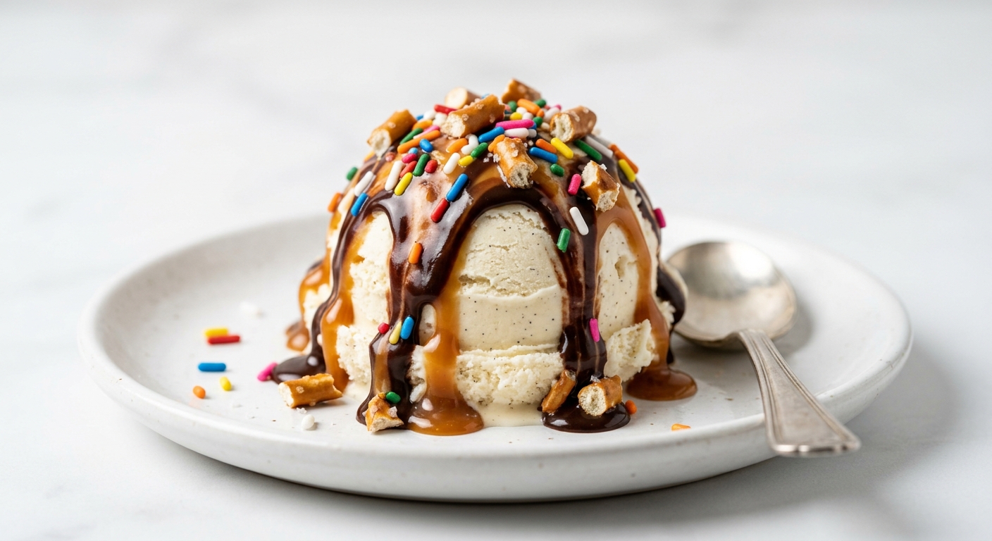 Pretzel Sundae ice cream scoop
