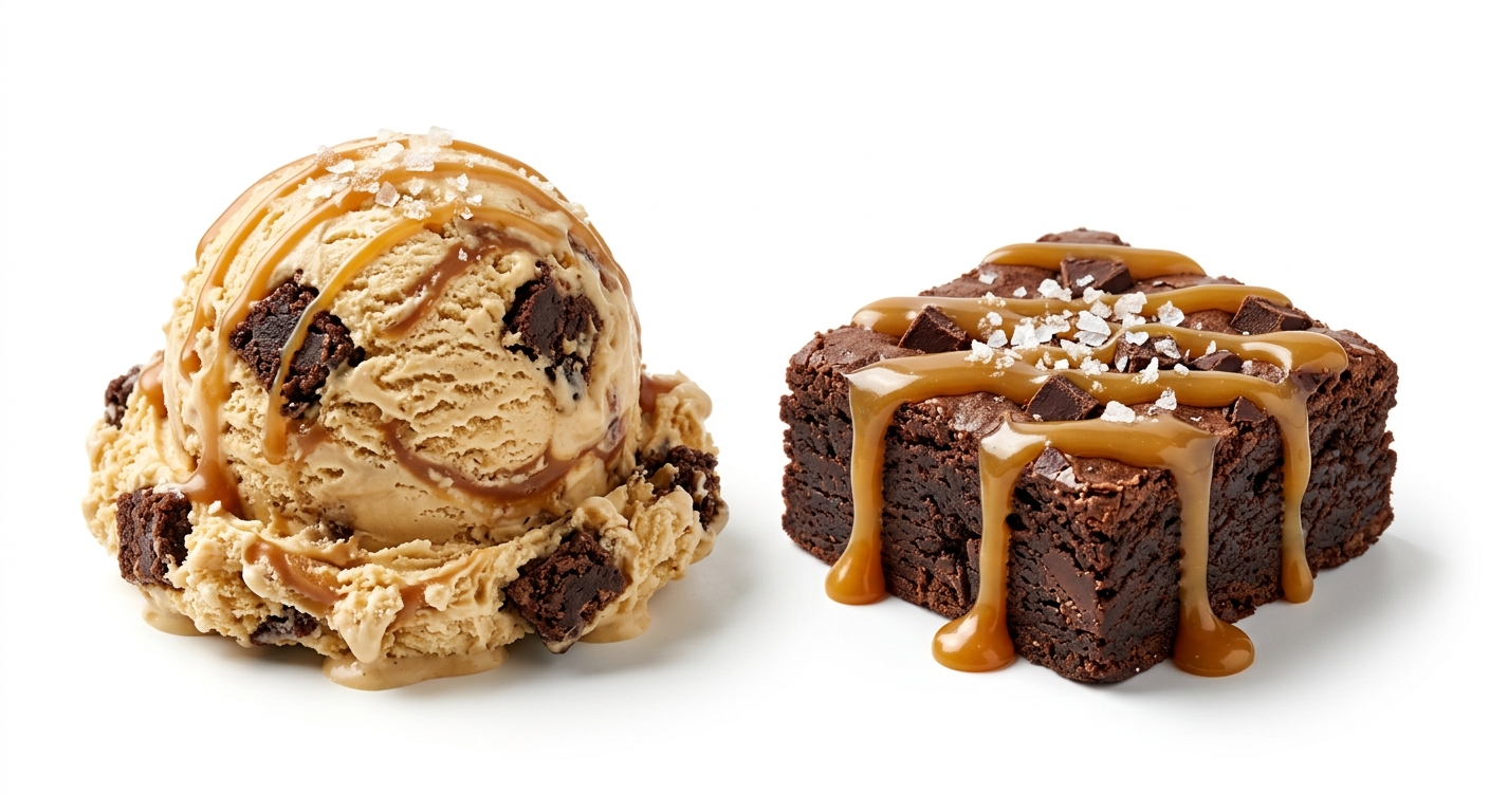 Salted Caramel Brownie ice cream scoop